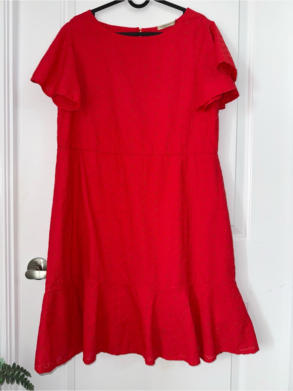 Valentina Naldi Made in Italy 100% cotton red eyelet dress, medium